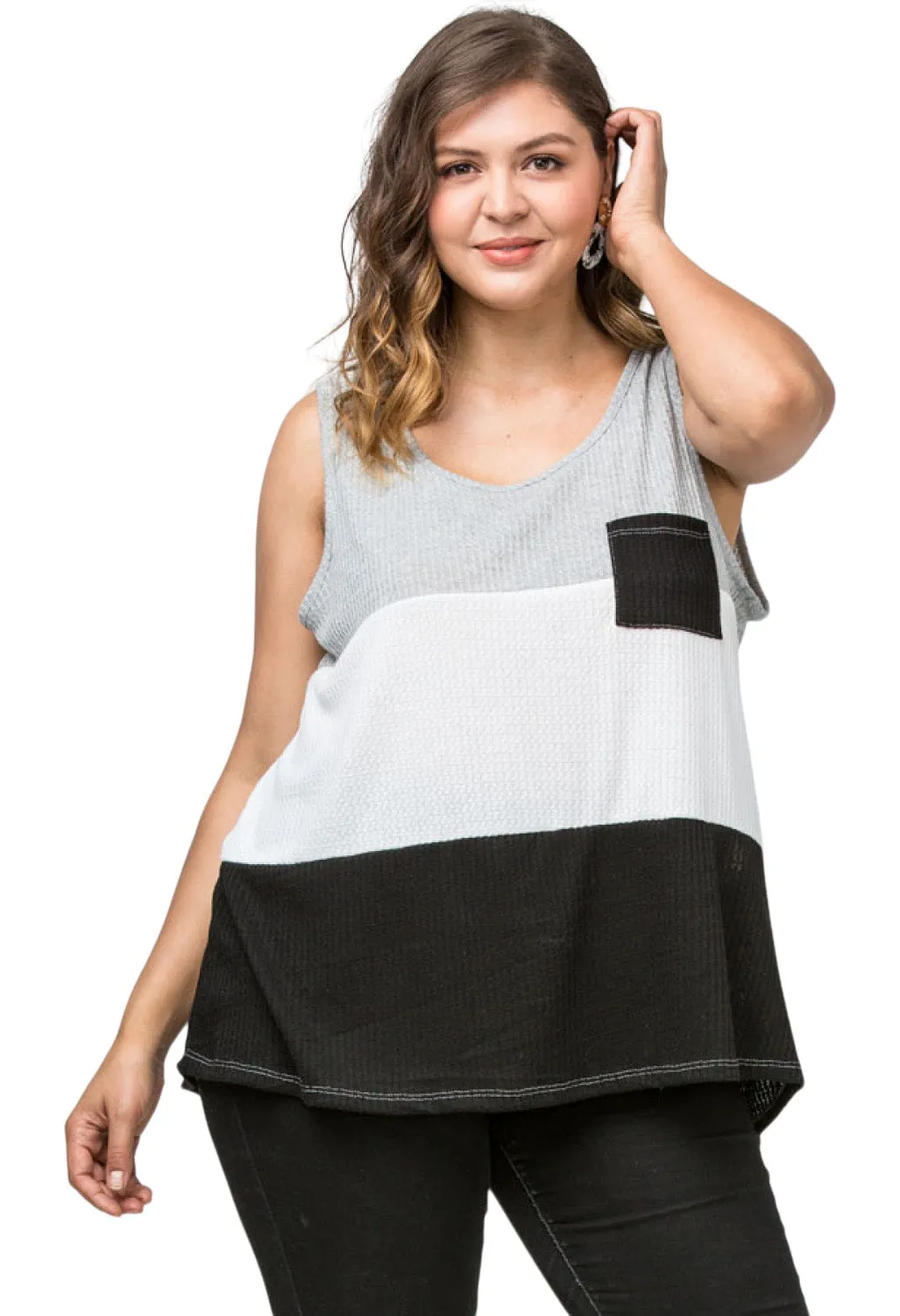 Color Block Waffle Knit Tank Top