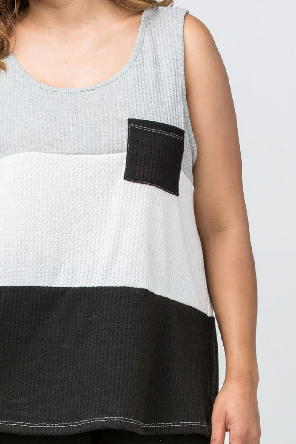 Color Block Waffle Knit Tank Top