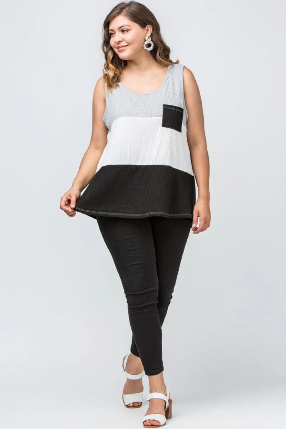 Color Block Waffle Knit Tank Top