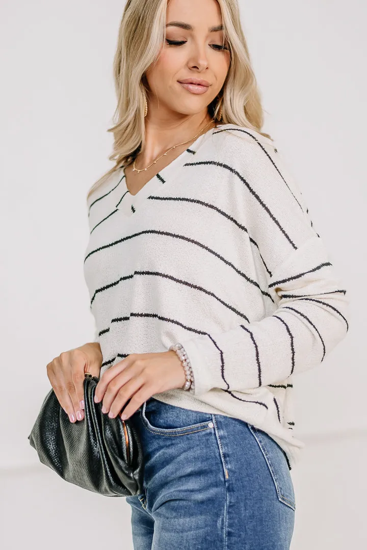 Consider Me Striped Knit Top | Cream