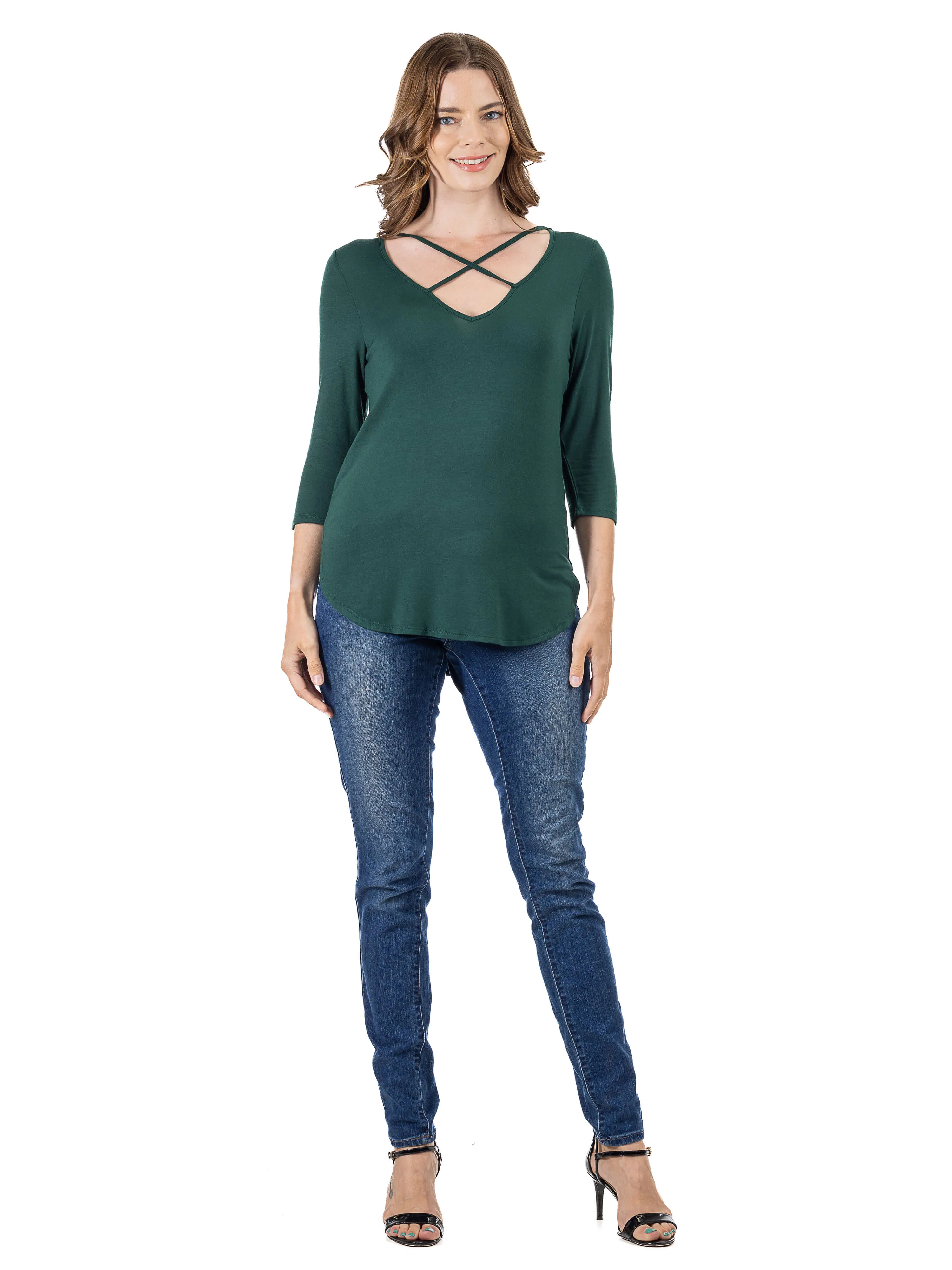 Criss Cross Round Hemline Tunic Top