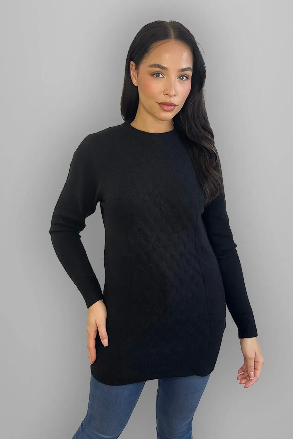 Crossed Knit Longline Pullover