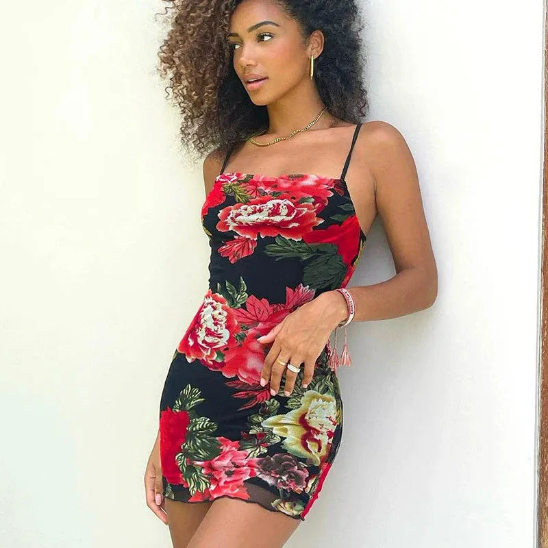 Daphney Mesh Floral Mini Dress