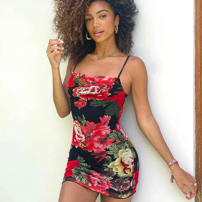 Daphney Mesh Floral Mini Dress