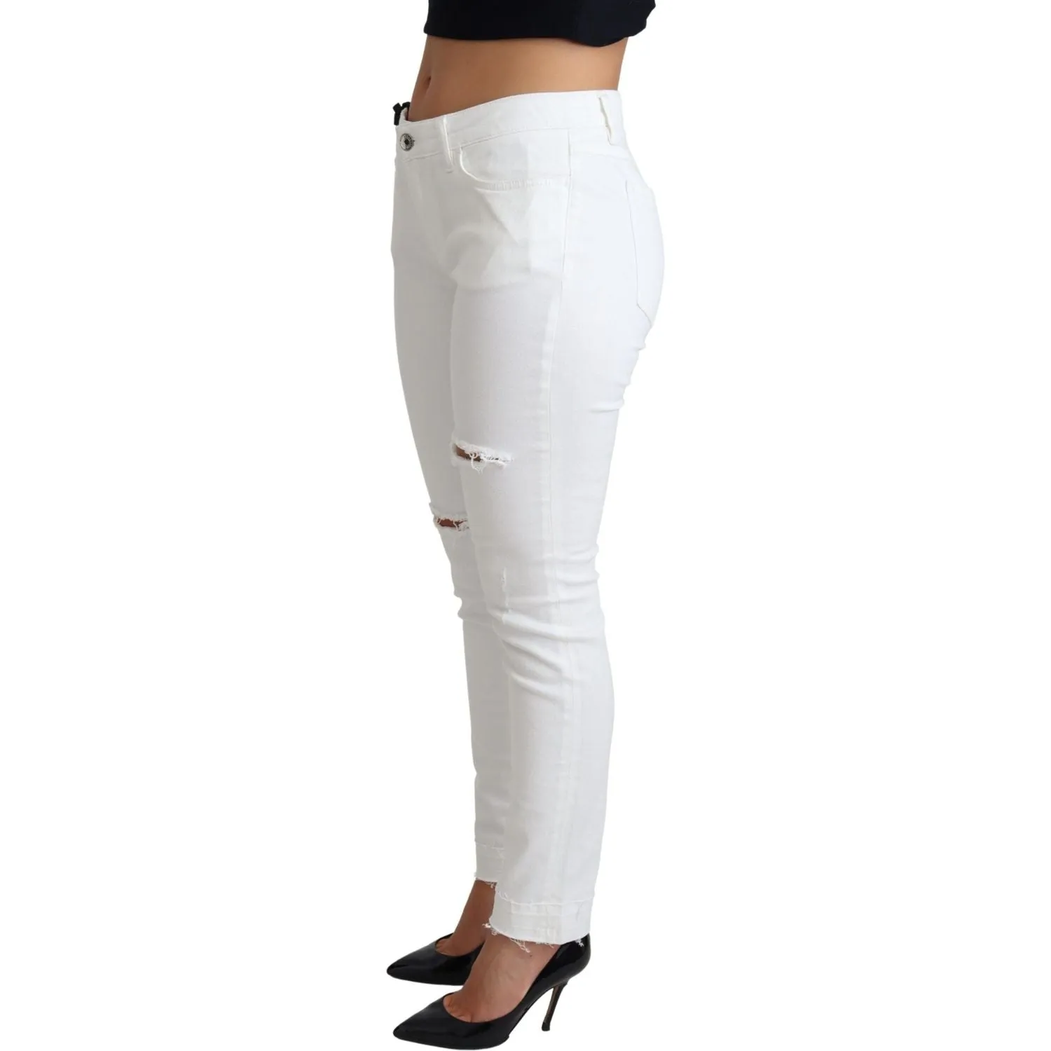 Dolce & Gabbana Chic White Mid Waist Designer Jeans