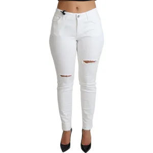 Dolce & Gabbana Chic White Mid Waist Designer Jeans