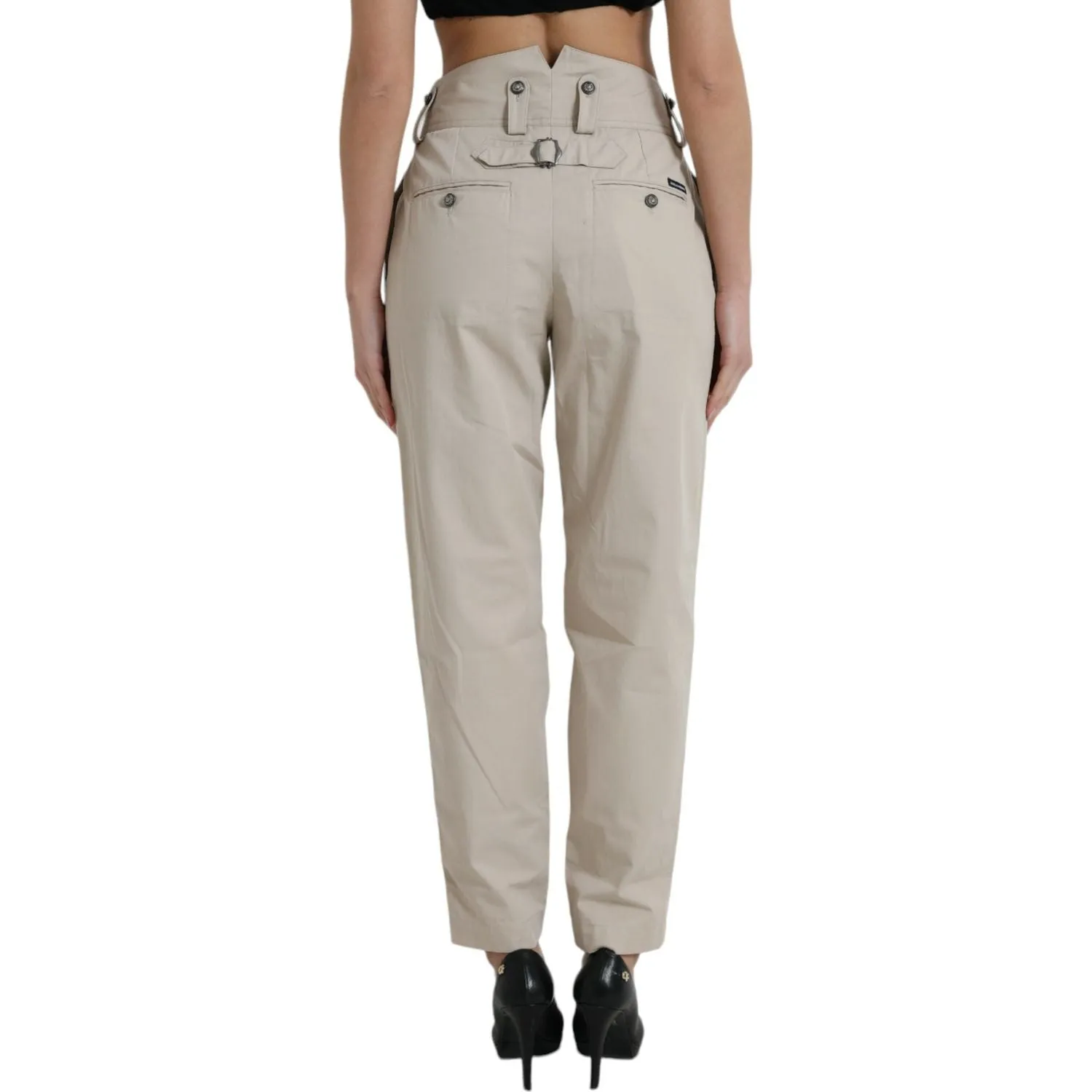 Dolce & Gabbana High-Waisted Tapered Fashion Pants - Beige