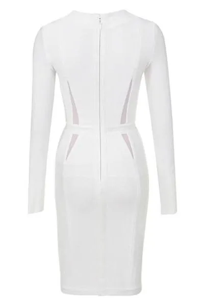 Elle Long Sleeve Bandage Dress - Pearl White