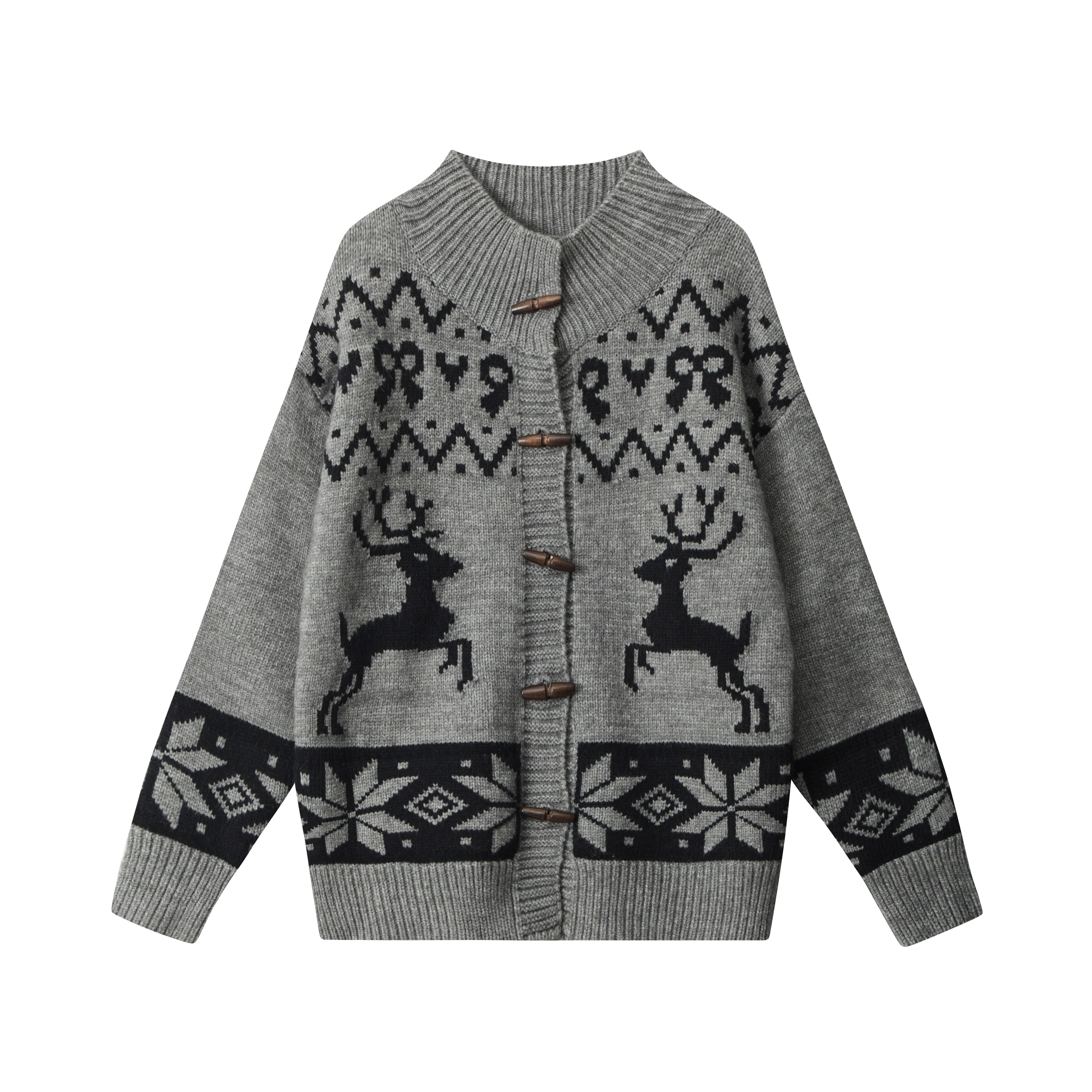 Faire Echo Cozy Reindeer Knit Cardigan