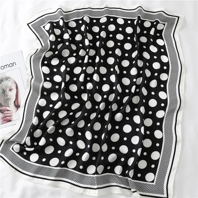 Fashion Silk Scarf Polka Dot Printed Bandana Shawl #1921