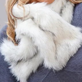 Faux Fur Ruffle Scarf - Siberian White