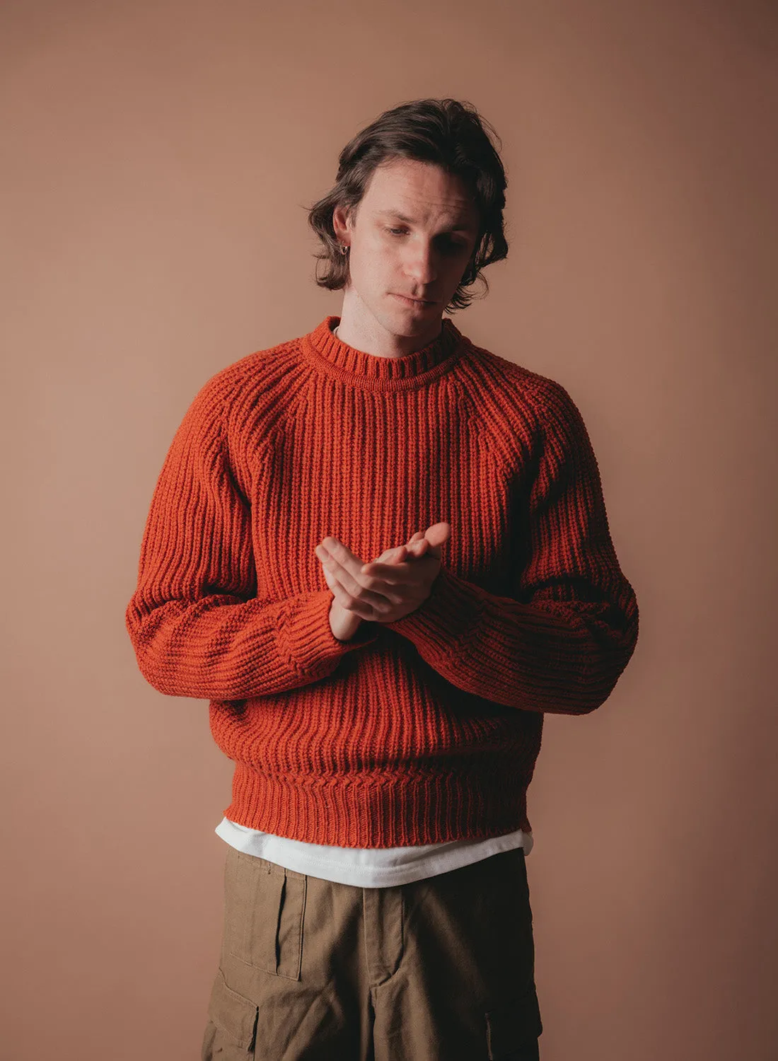 Fisherman Sweater in Pheasant Orange