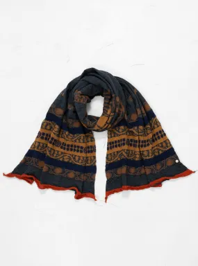 Fulling Wool Coptic Skull Scarf Navy