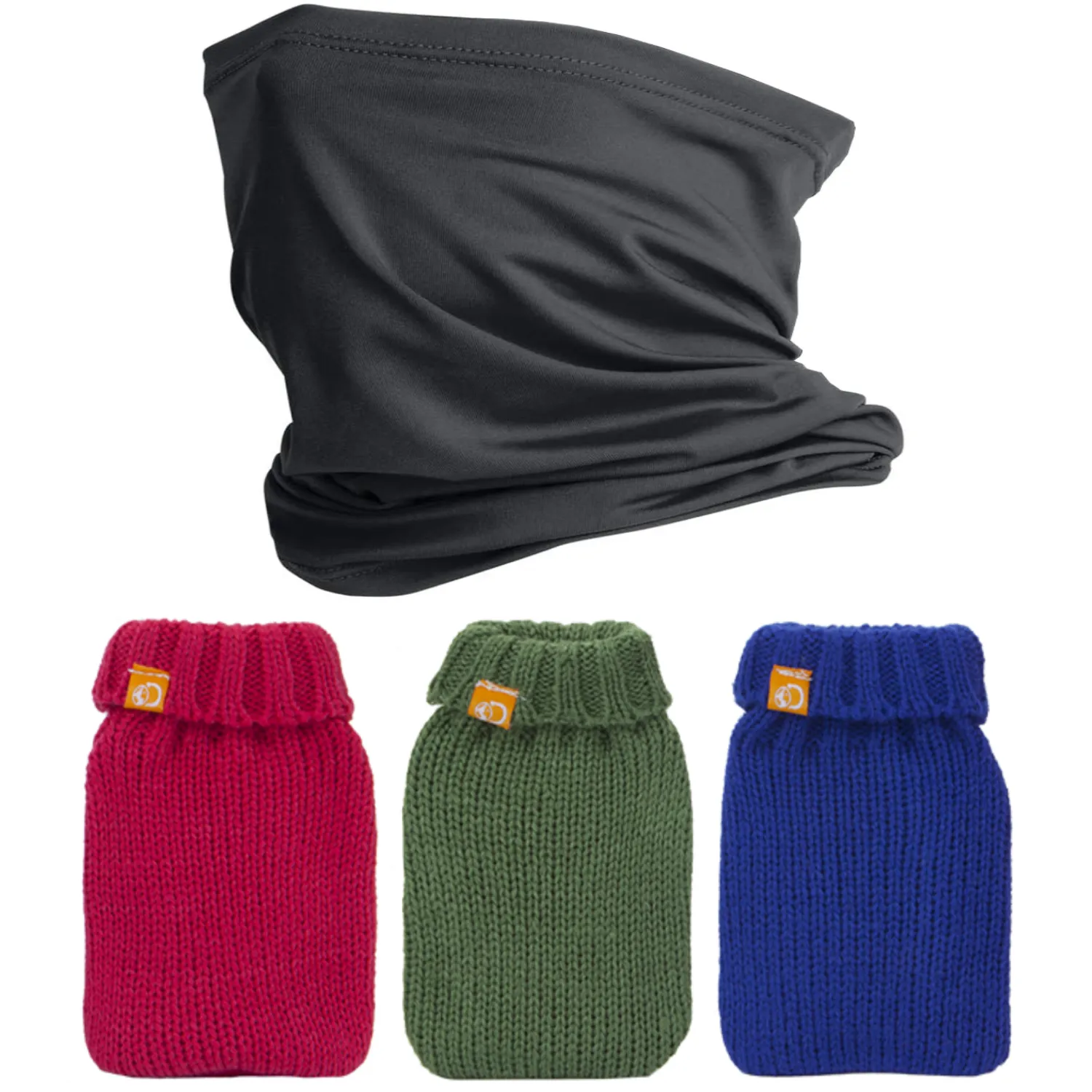 Generise Reusable Hand Warmer with Knitted Cover Single or Double - (Random Colour Blue, Red or Green) and Cold Weather Snood