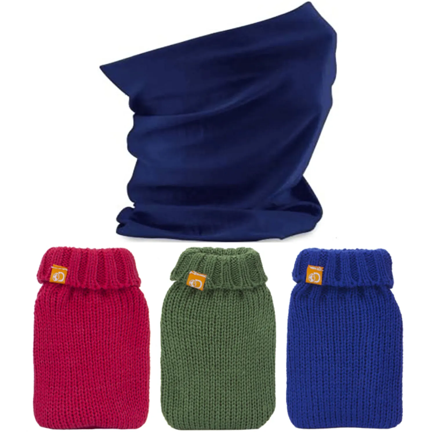 Generise Reusable Hand Warmer with Knitted Cover Single or Double - (Random Colour Blue, Red or Green) and Cold Weather Snood