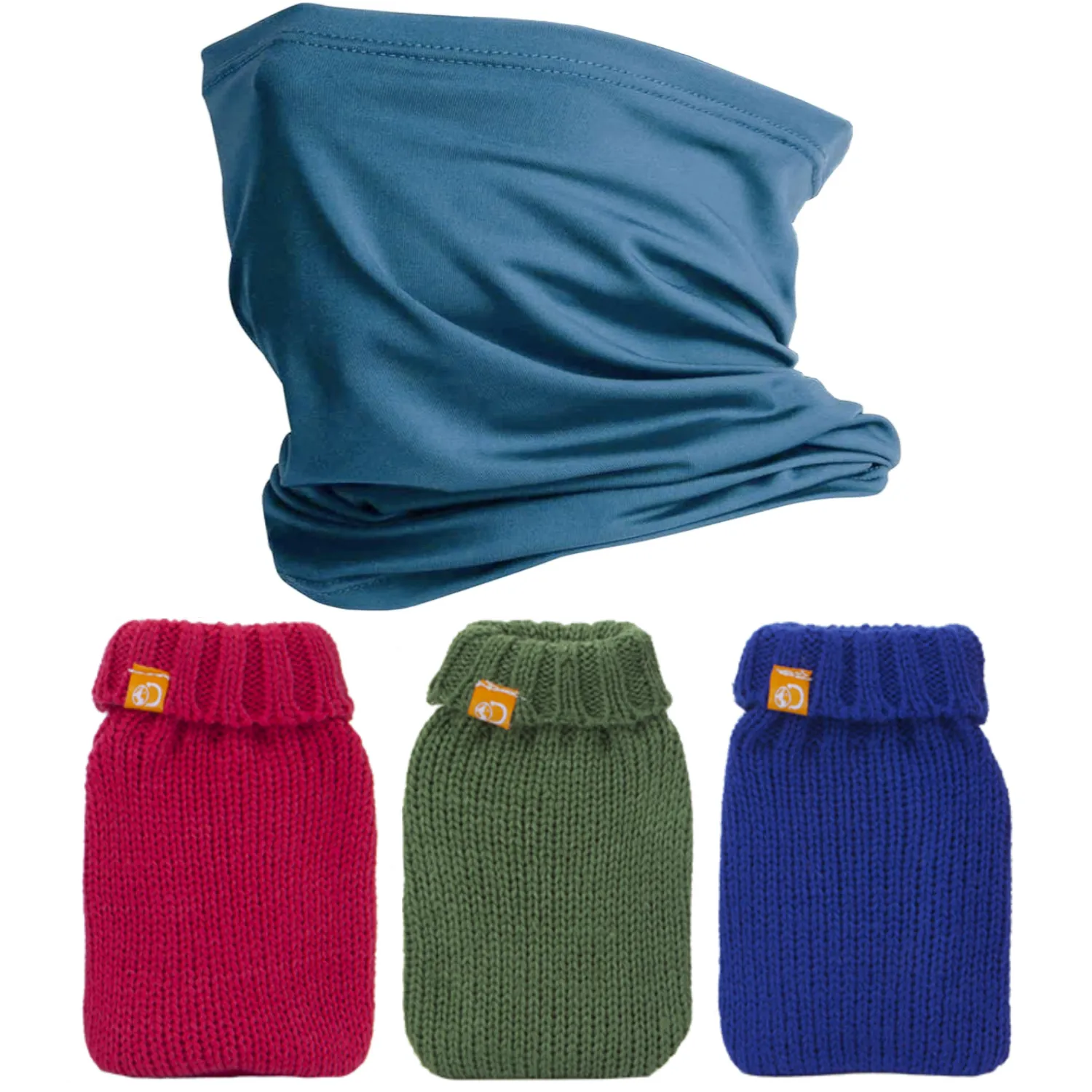 Generise Reusable Hand Warmer with Knitted Cover Single or Double - (Random Colour Blue, Red or Green) and Cold Weather Snood