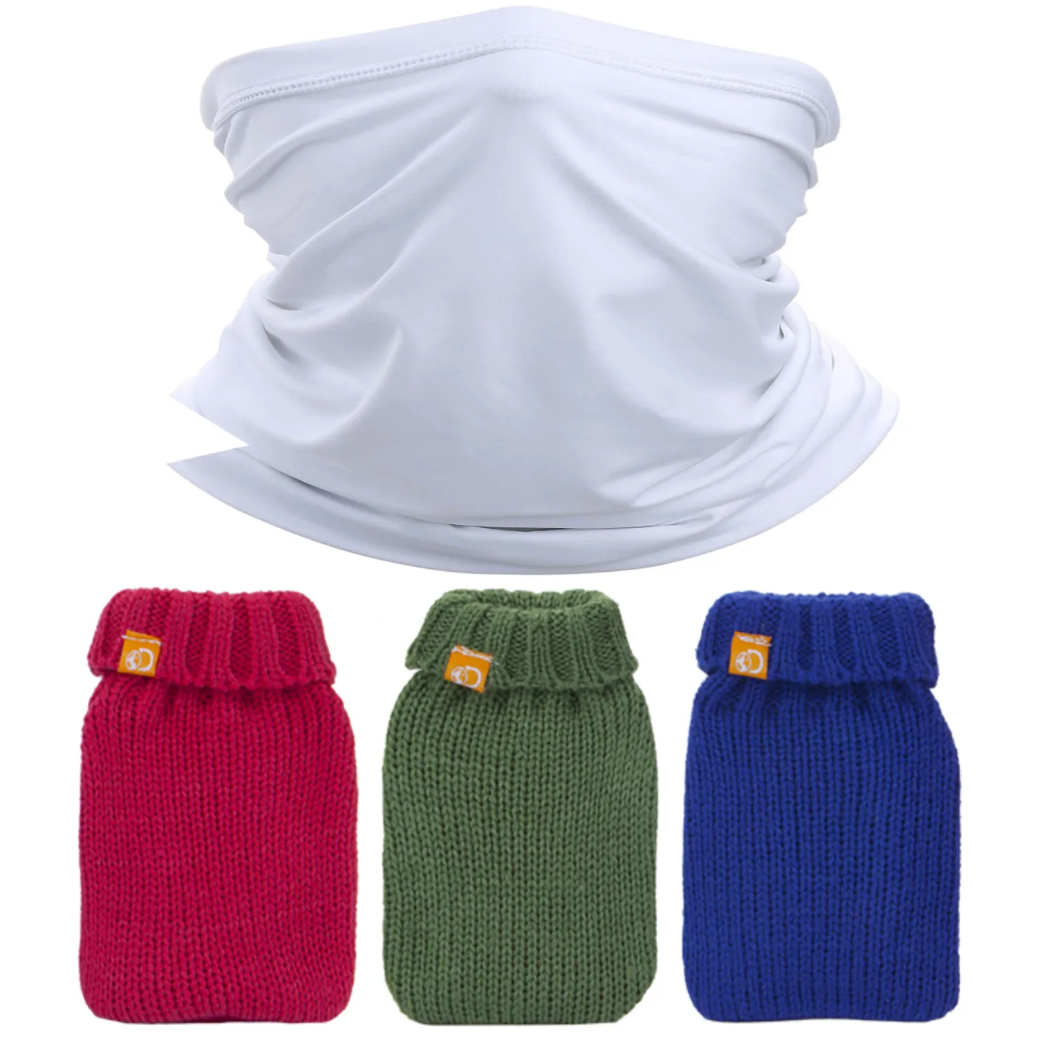 Generise Reusable Hand Warmer with Knitted Cover Single or Double - (Random Colour Blue, Red or Green) and Cold Weather Snood