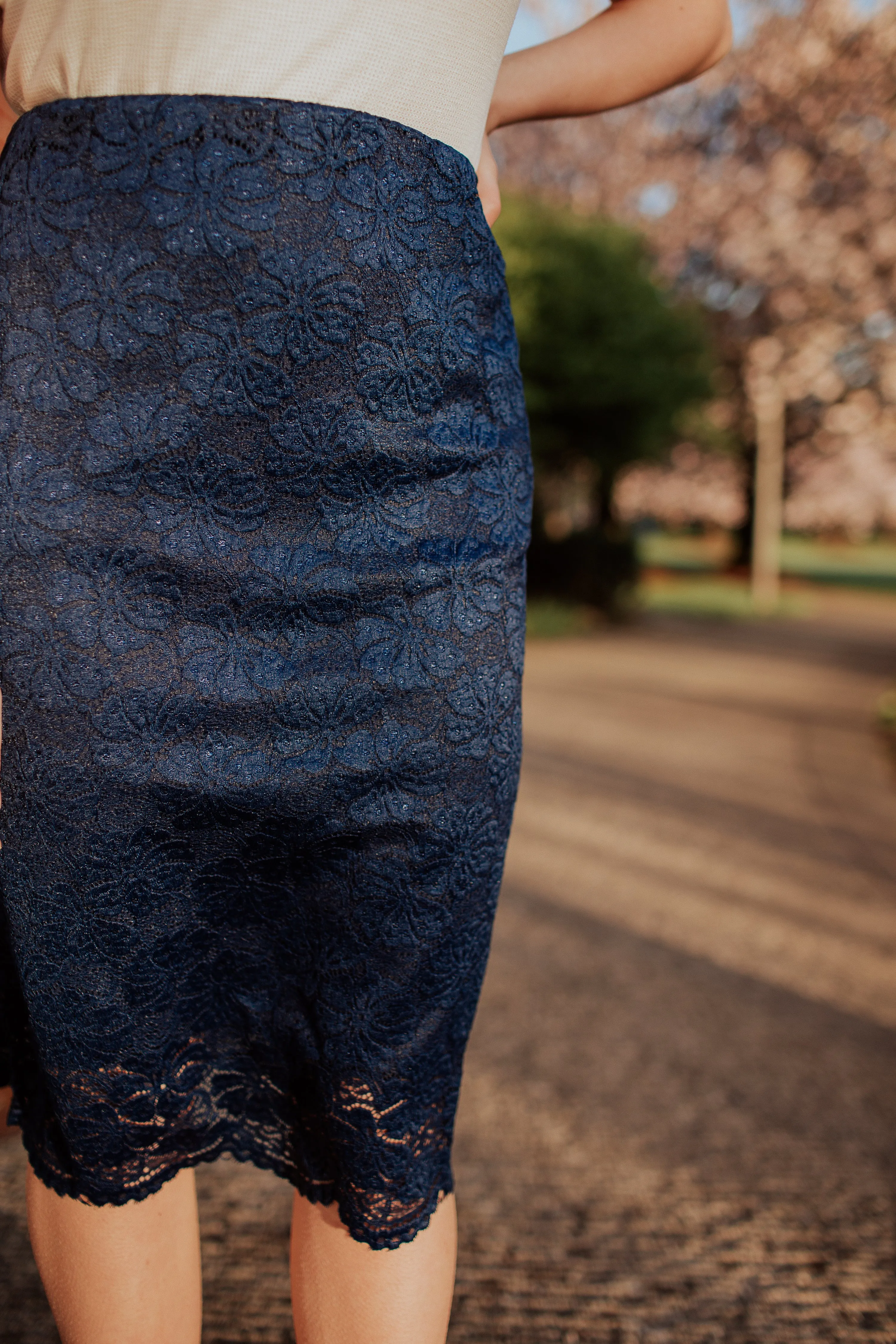 Hailey Lace Skirt in Navy