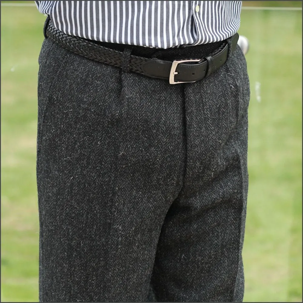 Harris Tweed Charcoal Herringbone Trouser--