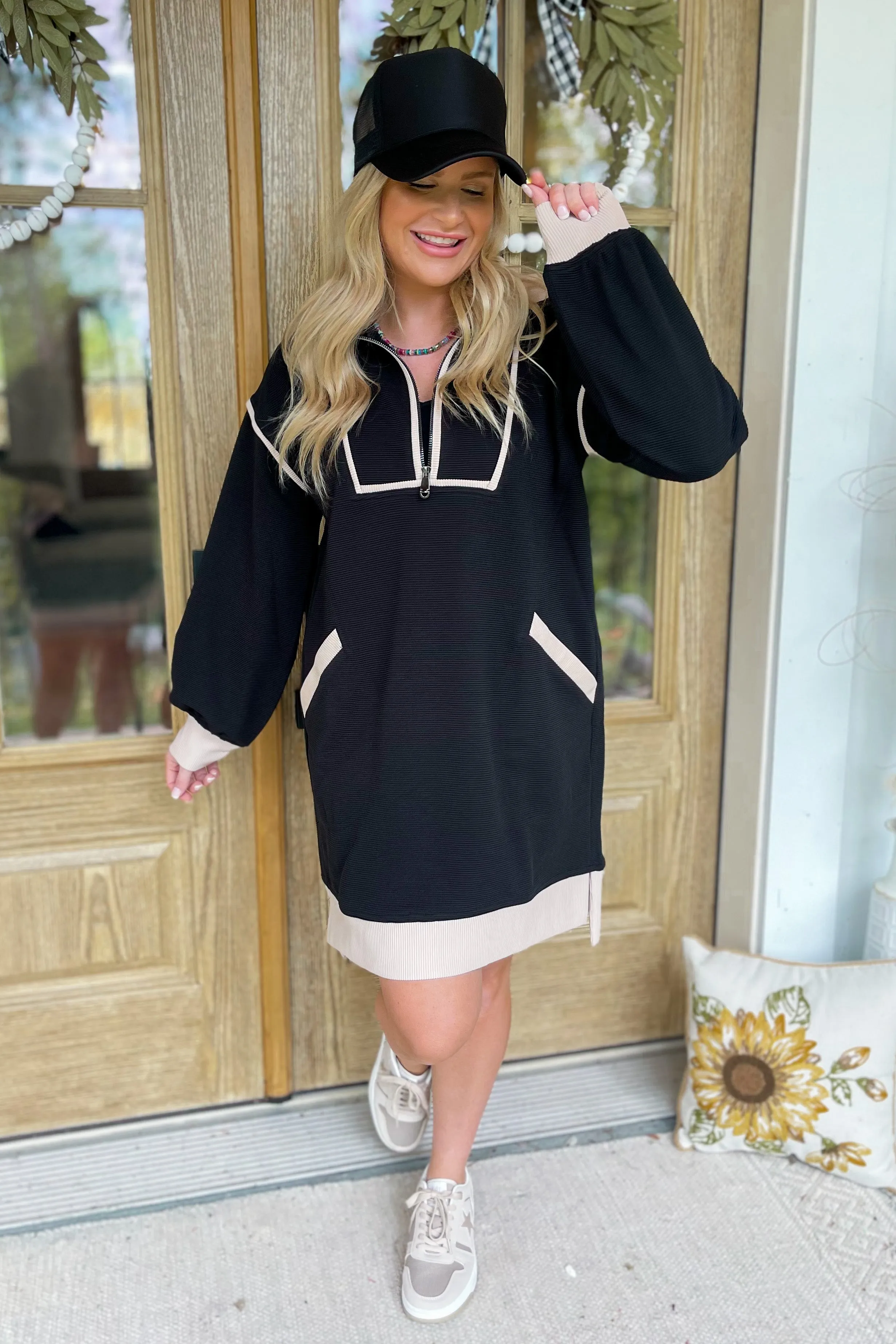 Joseph Solid Ribbed Zip Up Long Sleeve Collared Dress  *FINAL SALE*