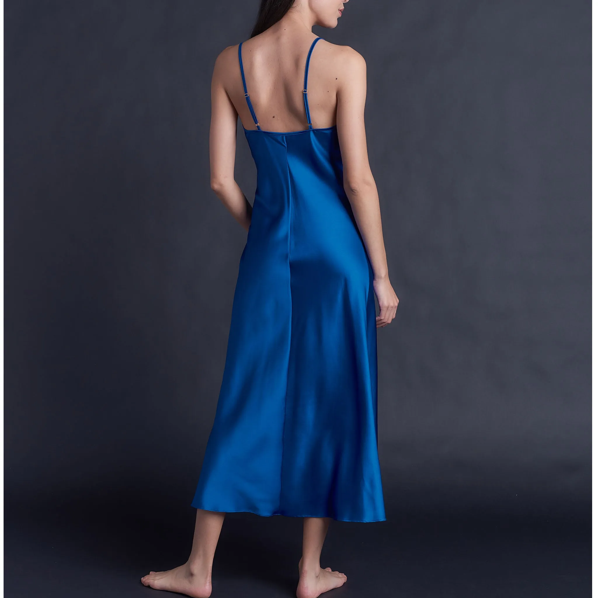 Juno Slip Dress in Tanzanite Silk Charmeuse