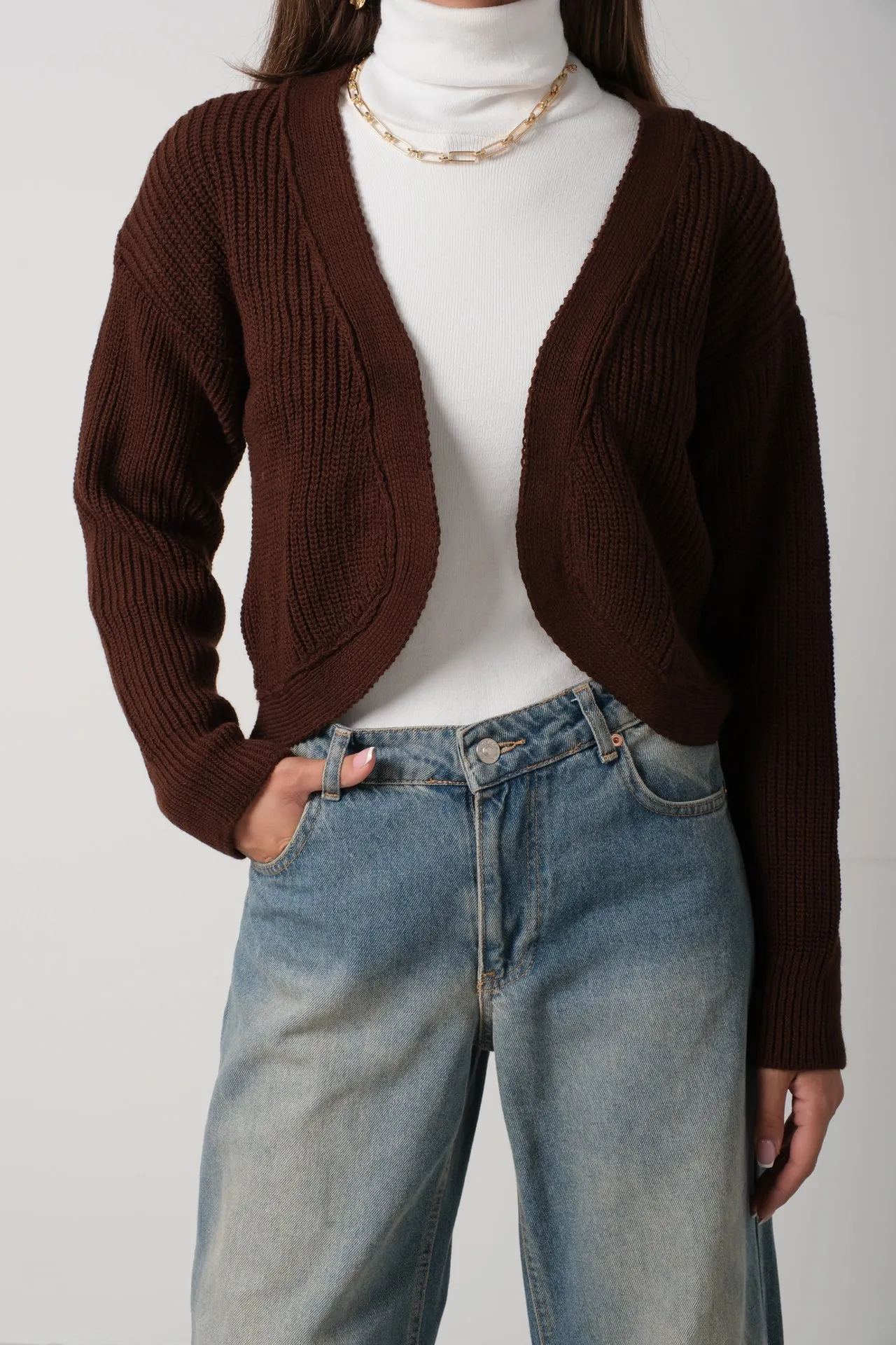 Knitted Cardigan with Piping