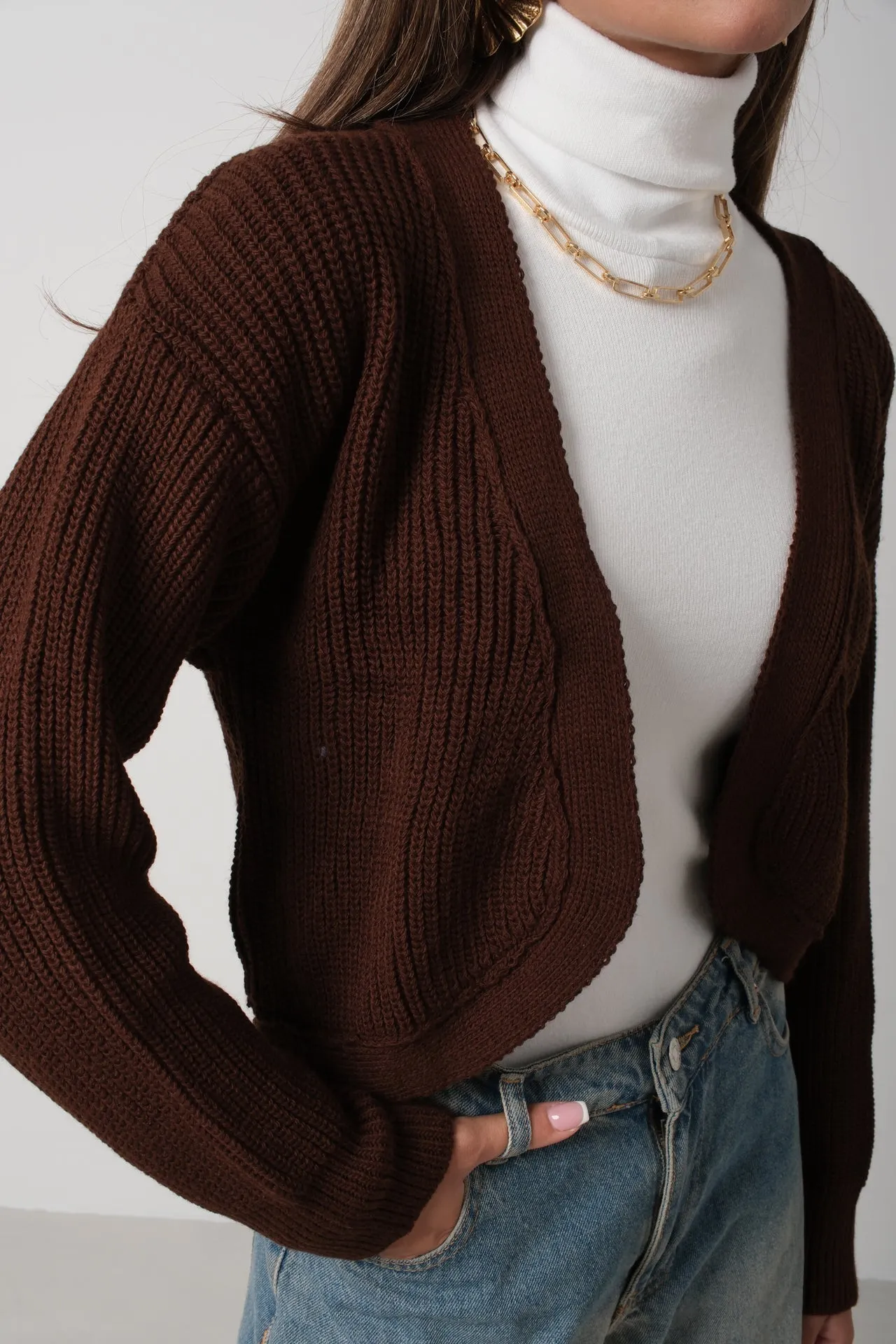 Knitted Cardigan with Piping