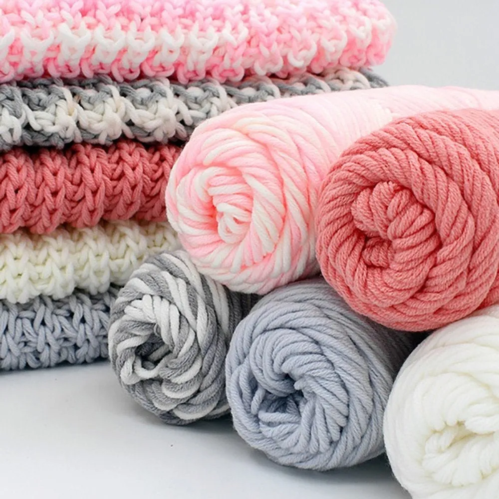 Knitting Cotton Yarn 100g Chunky Wool Roving Scarf Knit Wool Yarn Warm Hat Household Crochet