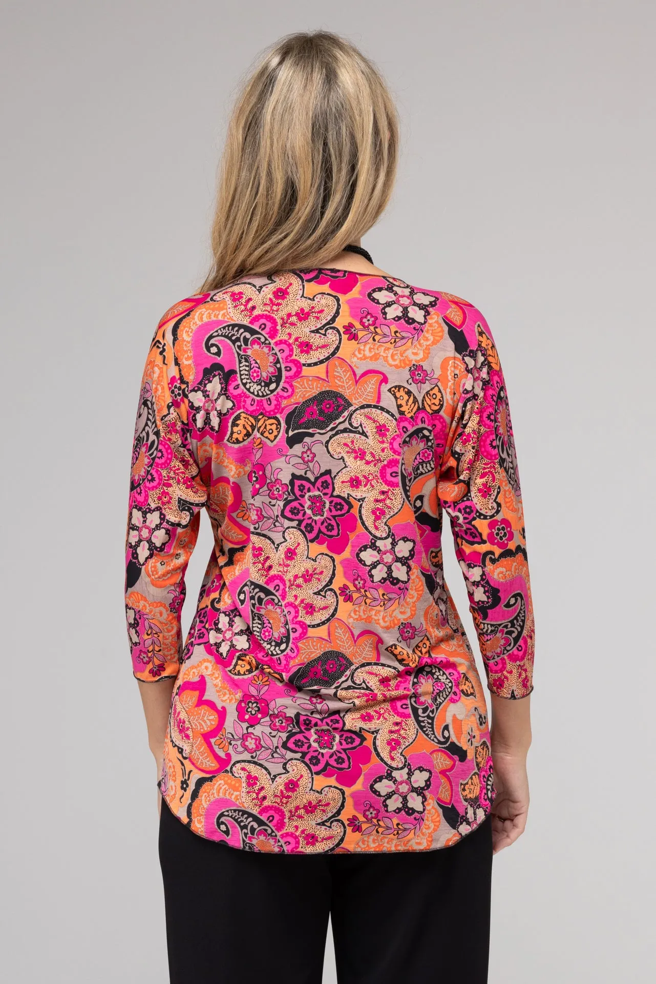 Kuta Print 3/4 Sleeve Jersey Top