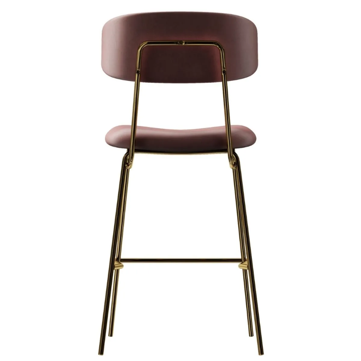 Kylie Modern Blush Velvet Barstool with Gold Legs Set of 2