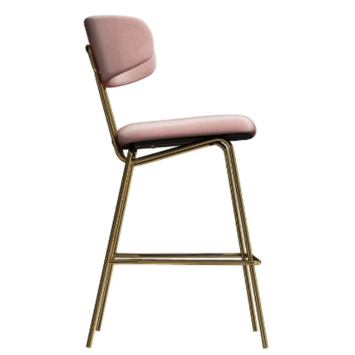 Kylie Modern Blush Velvet Barstool with Gold Legs Set of 2