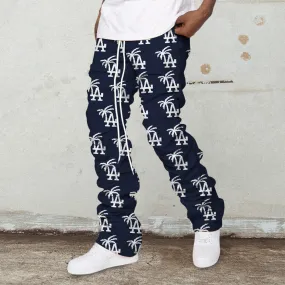 LA retro pattern street hip-hop pile pants trousers