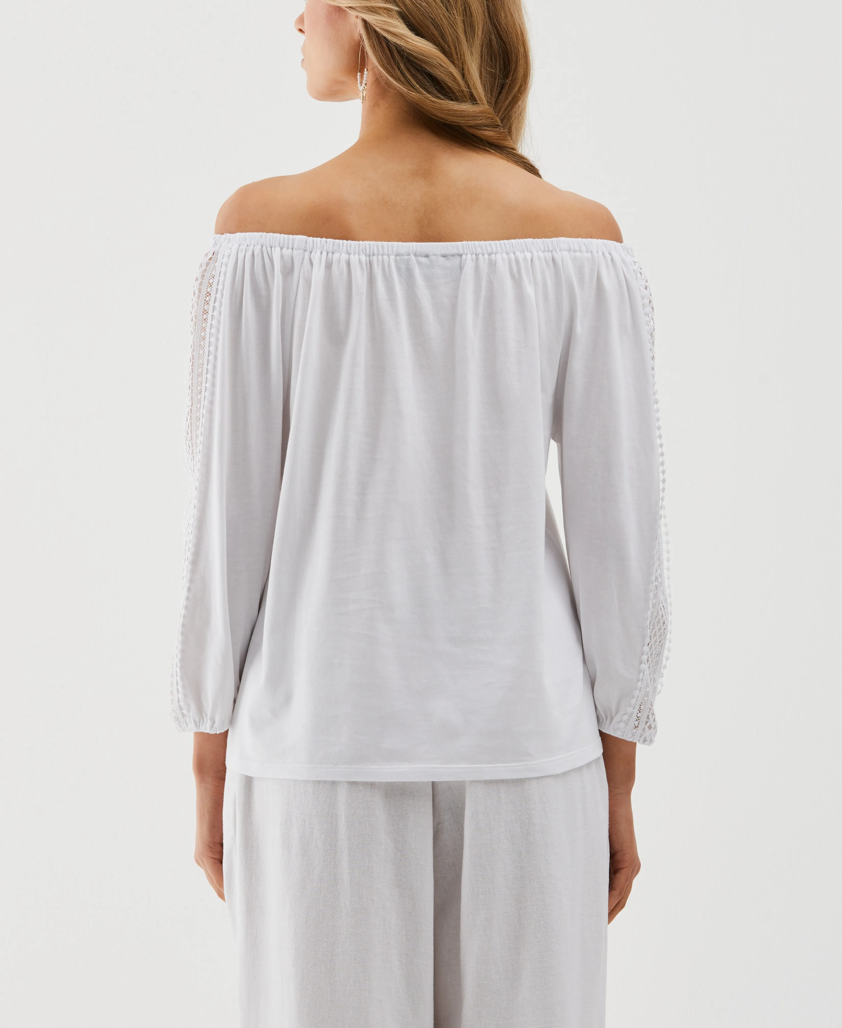 Lace Trim Off the Shoulder Top