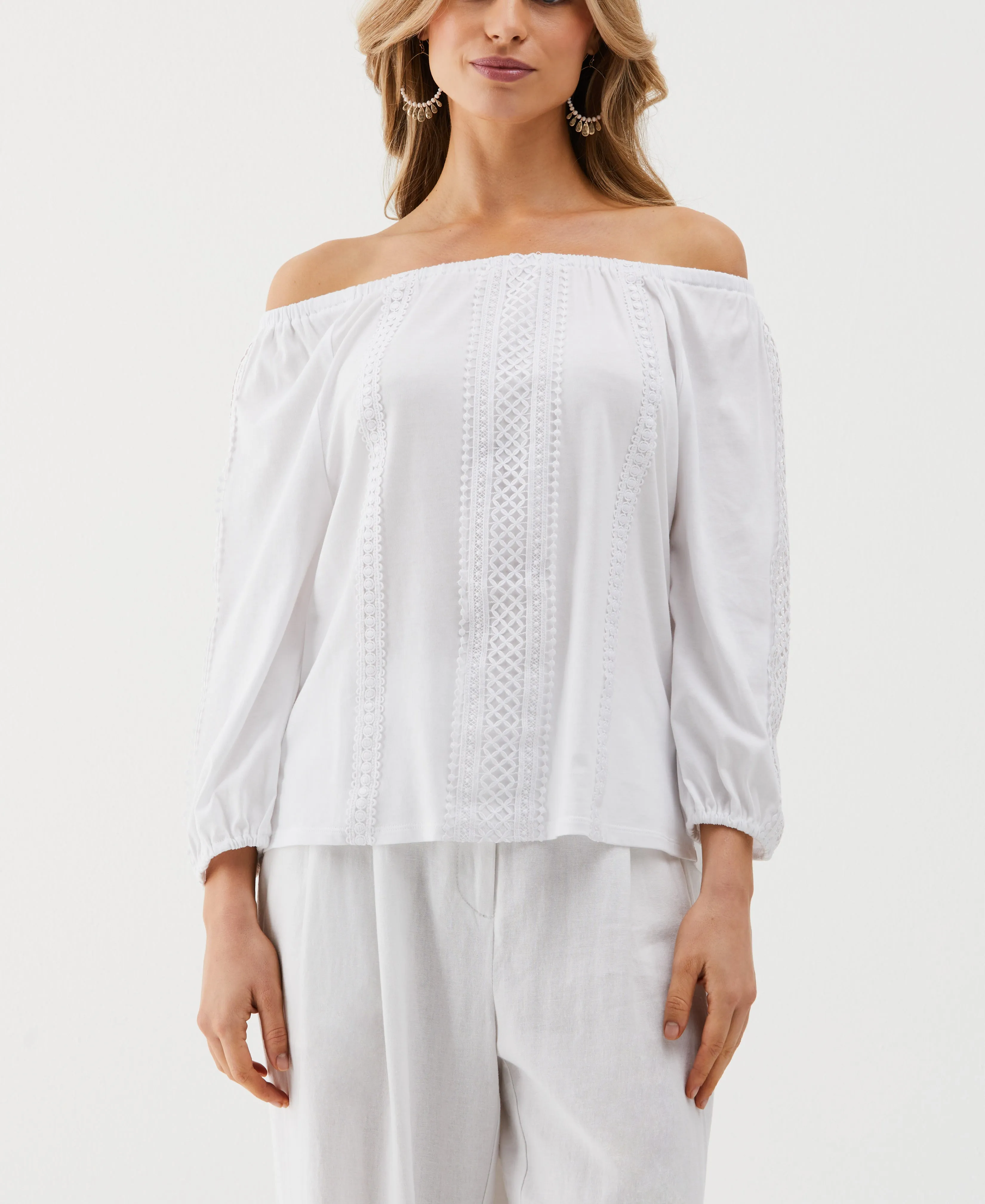 Lace Trim Off the Shoulder Top