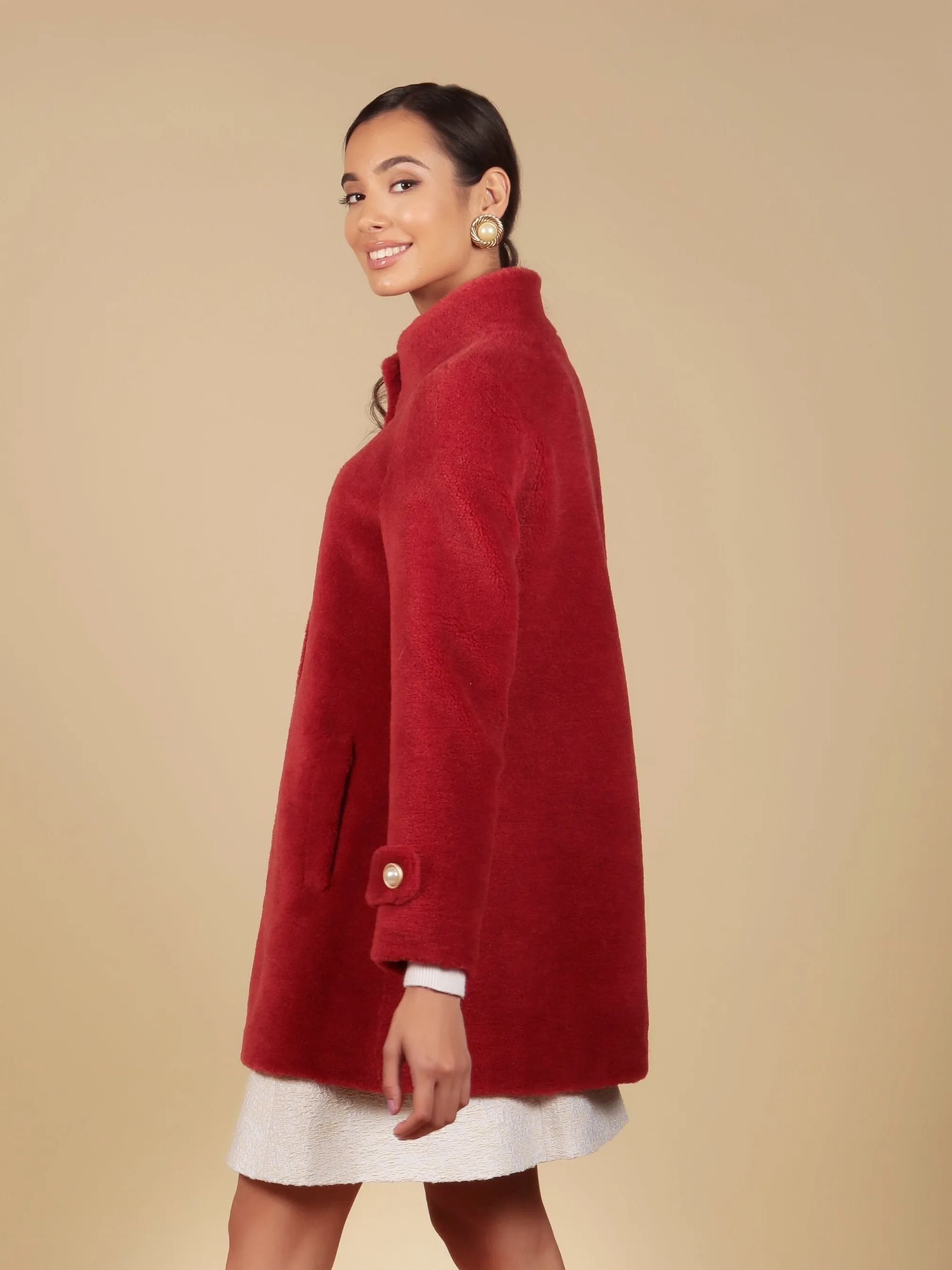 LAST CHANCE 'Eve' Wool Coat in Rosso