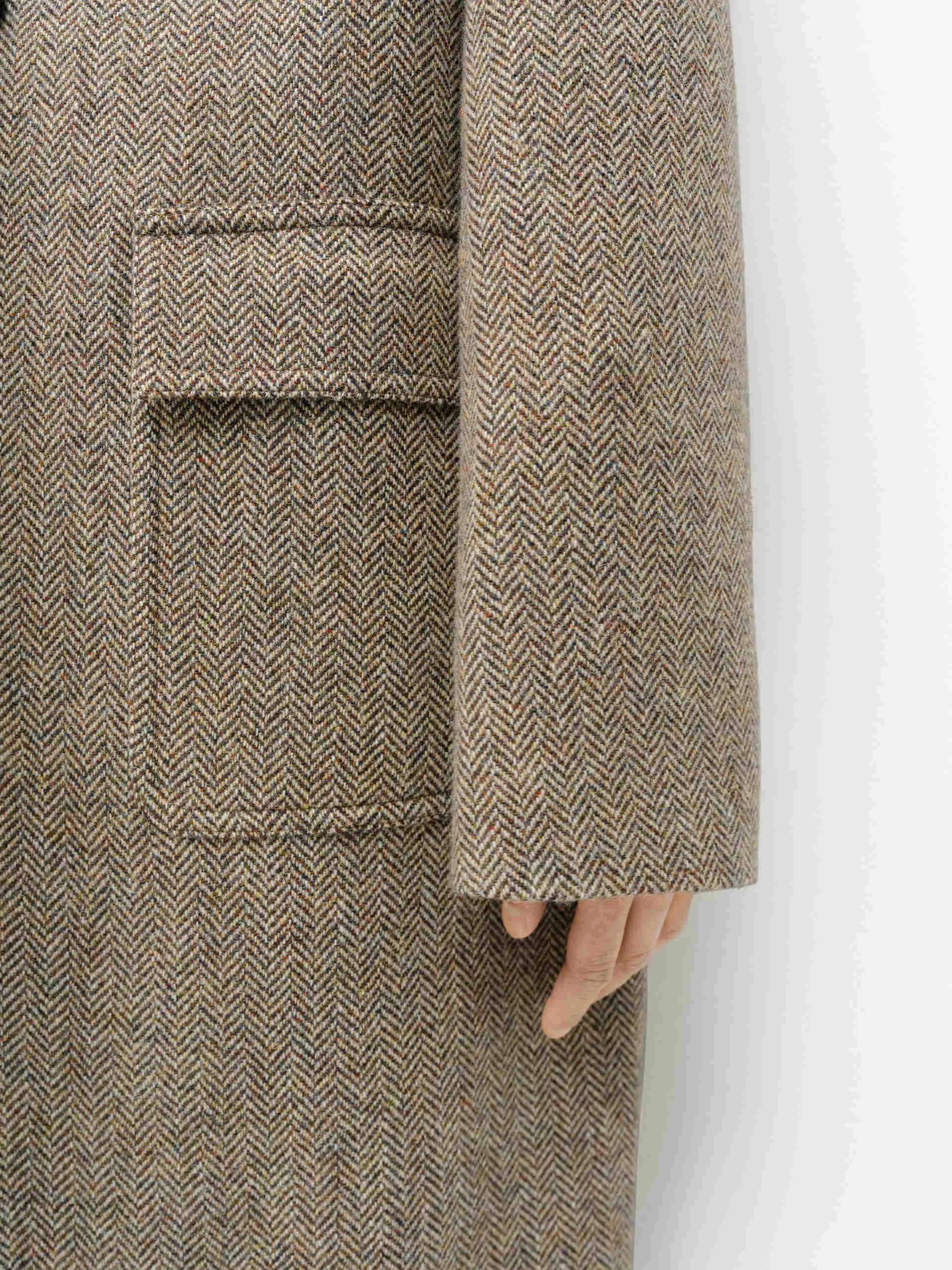 Leather Collar Wool Overcoat