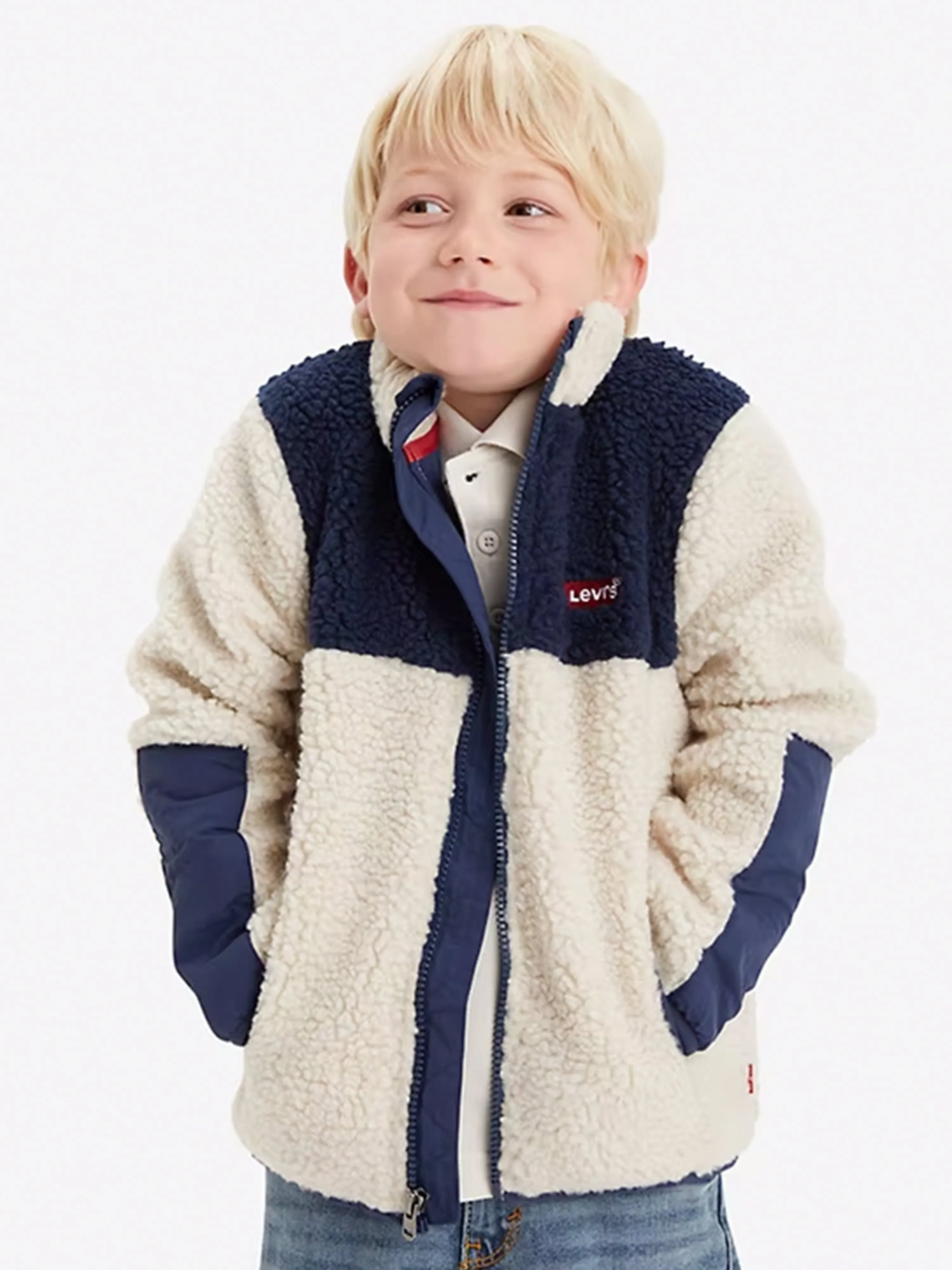 Levi's Wear Boys Colourblock Sherpa Jacket in Grey