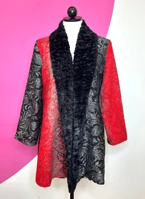 LINDI TAPESTRY/FUR SMOKING JACKET - M