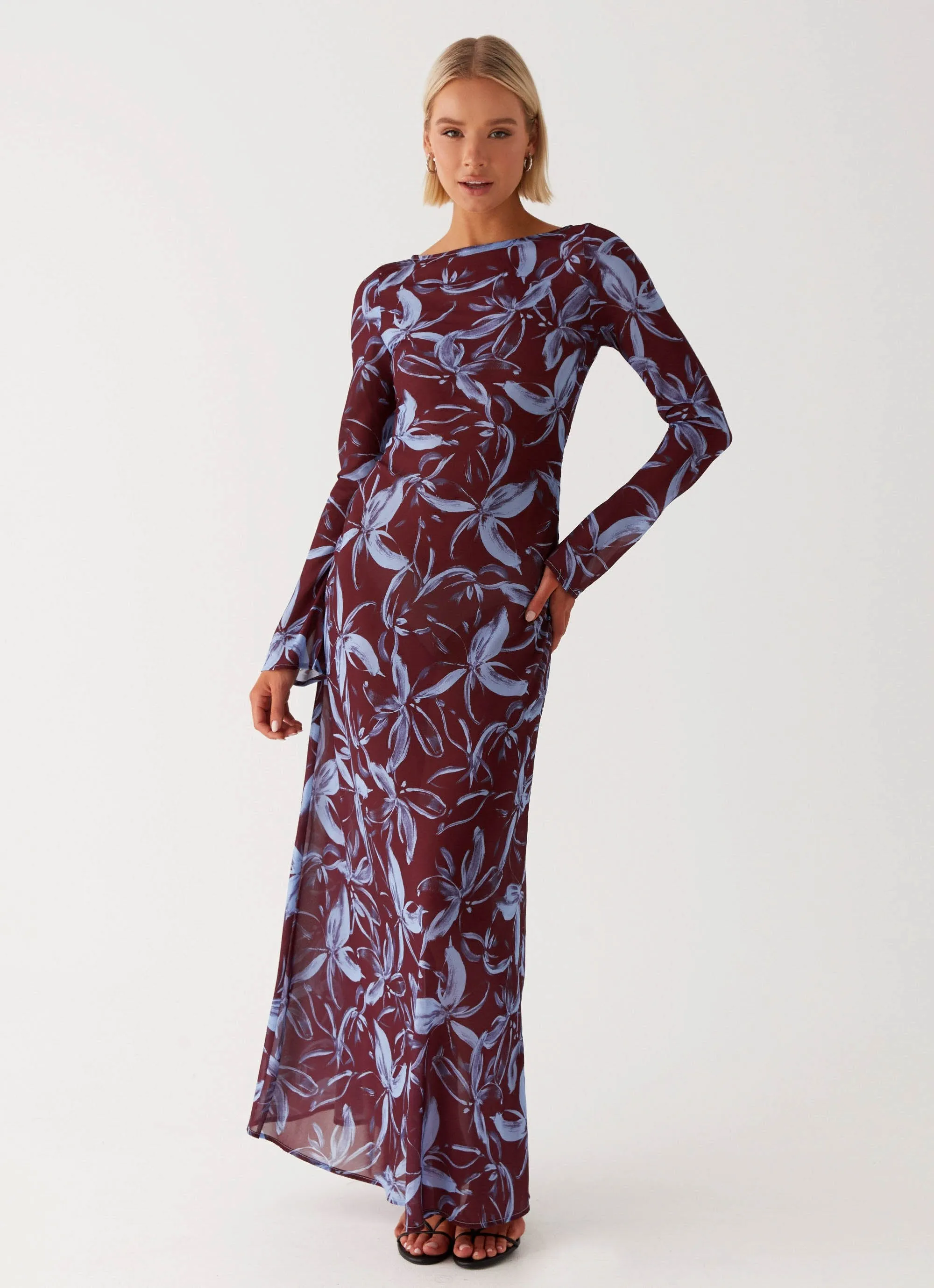 Lorde Maxi Dress - Brown Purple Floral