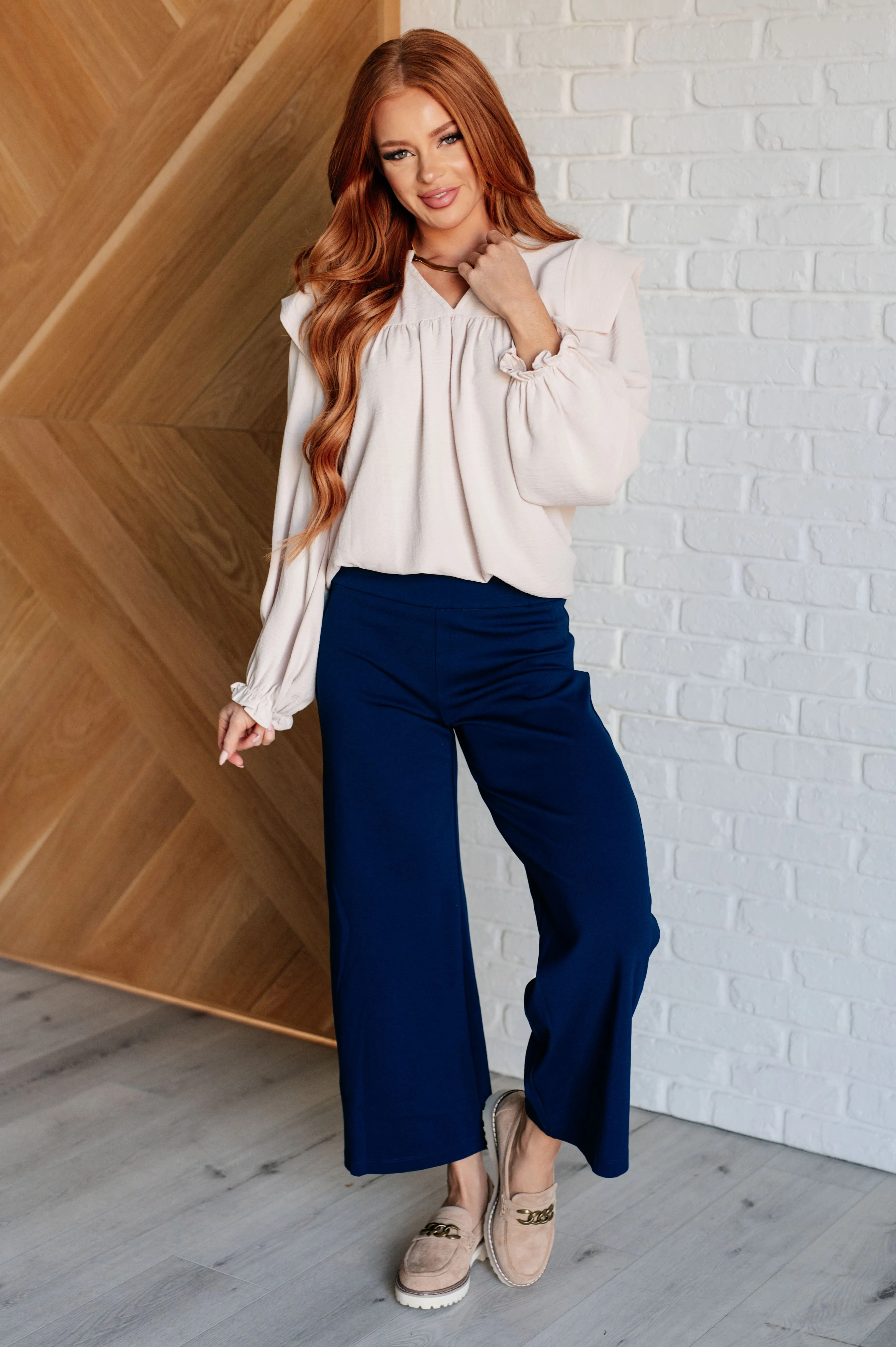 Magic Wide Leg Crop Pants in Navy - 10/10