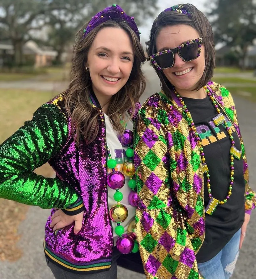 Mardi Gras Flounce Sleeve Sequin Jacket