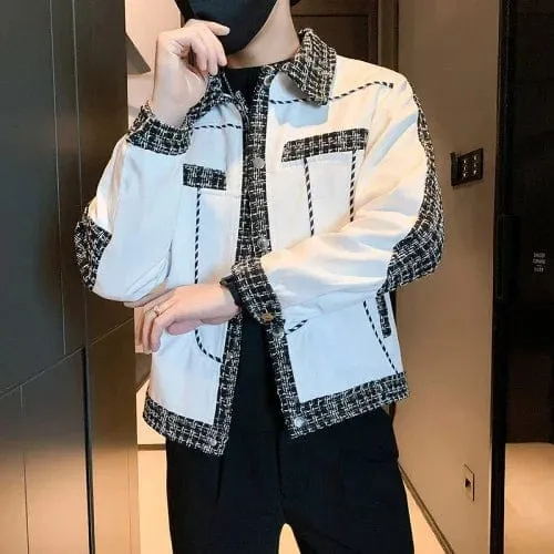 Men's Thick Warm Patchwork Puffer Jacket – Casual Hip-Hop Style Button Overcoat