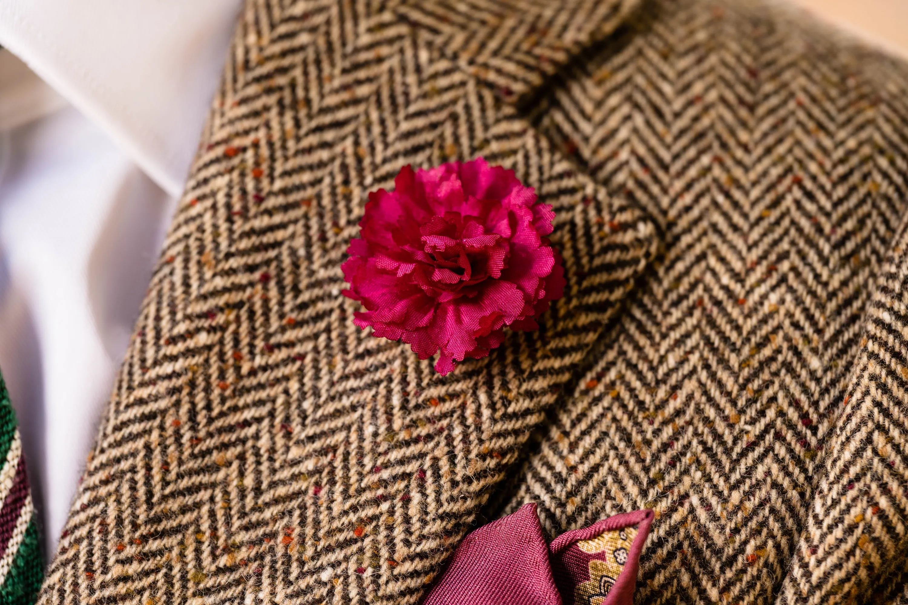 Mini Purple Carnation Silk Boutonnière Flower