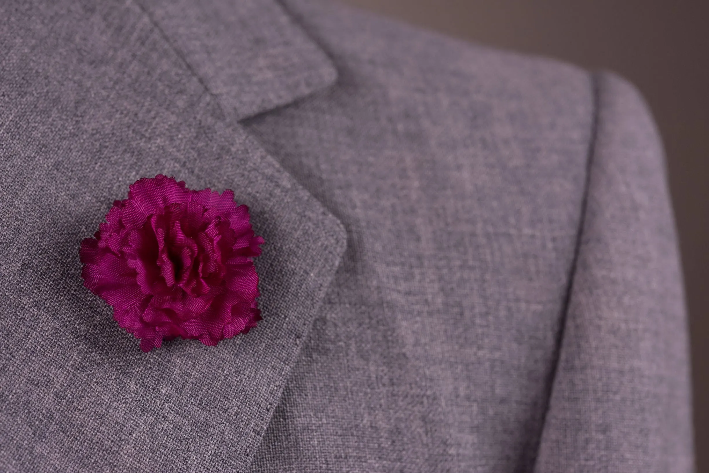 Mini Purple Carnation Silk Boutonnière Flower