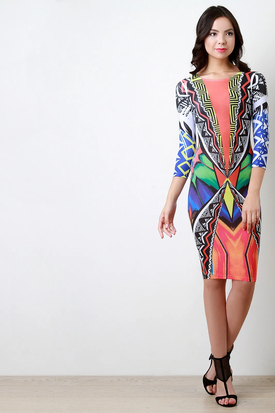 Mirror Image Boat Neck Bodycon Dress