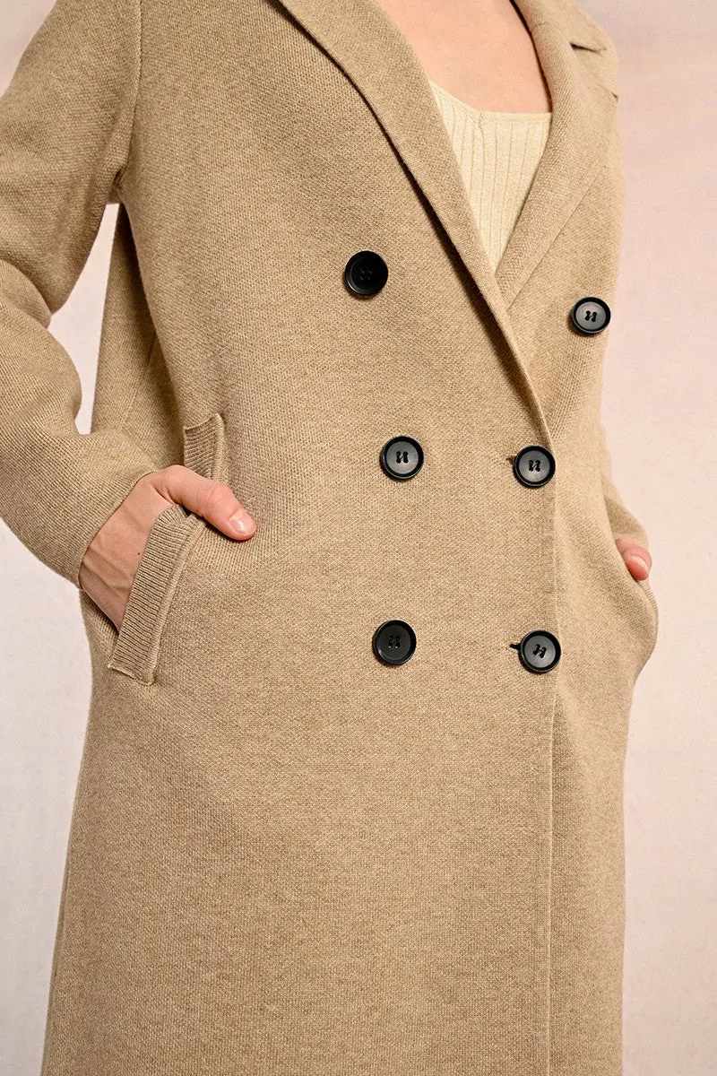 Molly Bracken Straight Thin  Beige Coat