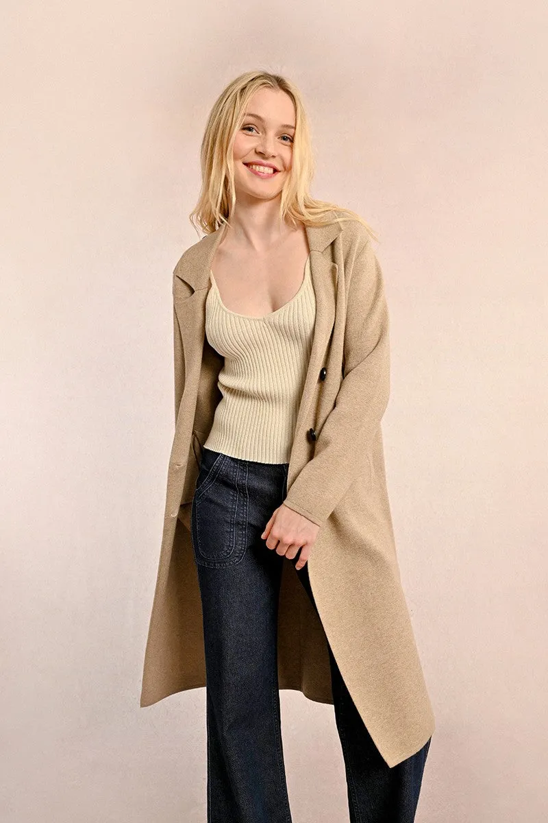 Molly Bracken Straight Thin  Beige Coat