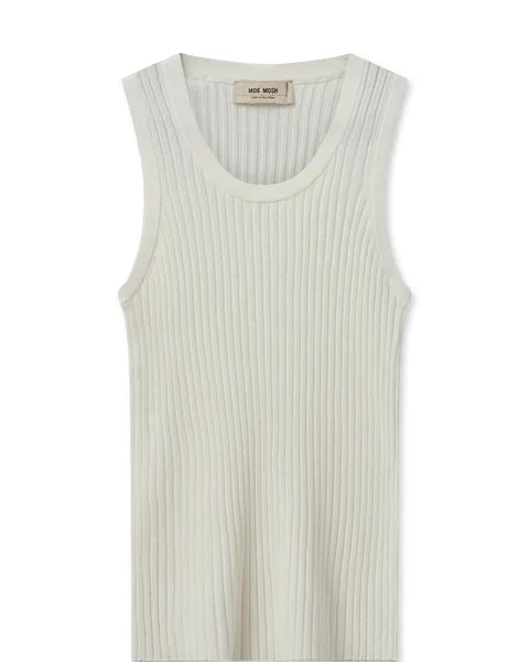 Mos Mosh Relena Rib Knit Tank Top-Ecru-156330