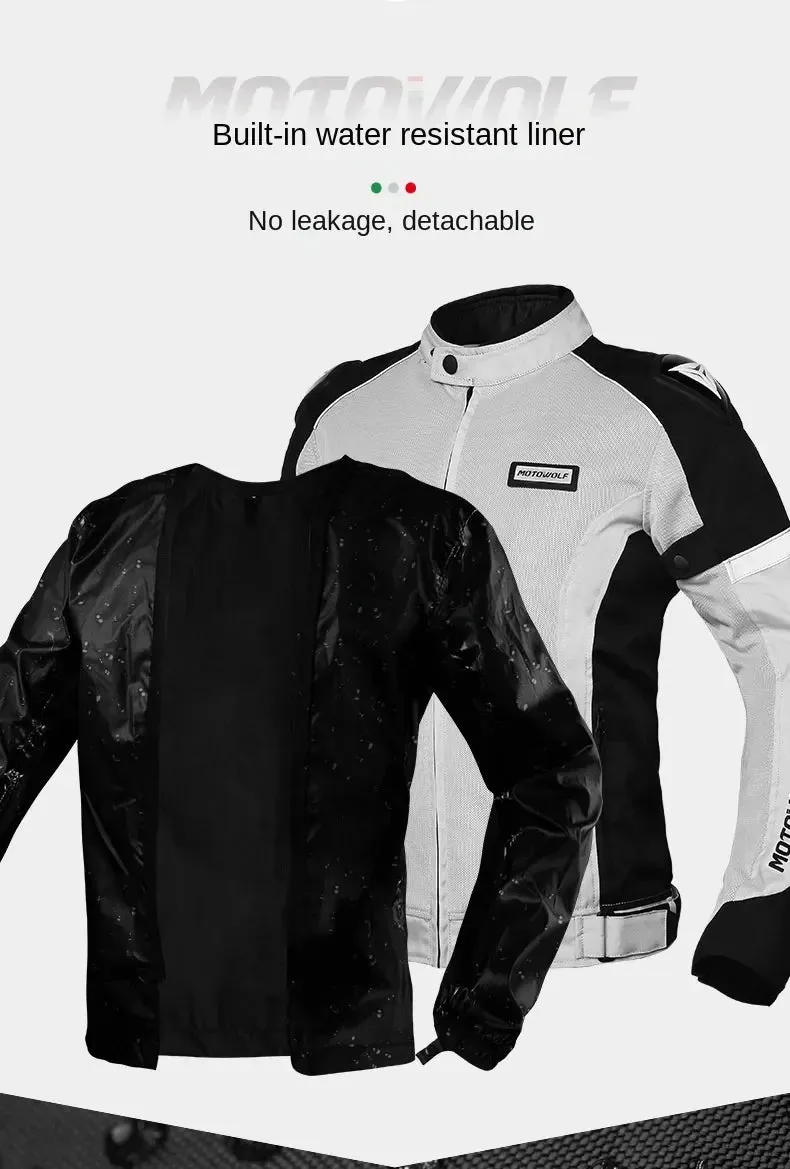 Motowolf Four Seasons Motorcycle Riding Jacket Mesh Casual Jacket With Built-in CE Protection and Anti Drop Racing Riding-MDL0515