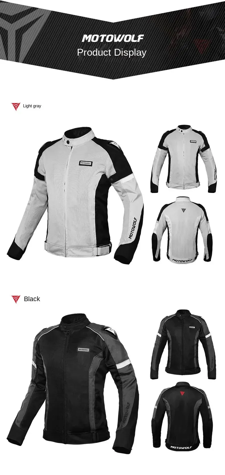 Motowolf Four Seasons Motorcycle Riding Jacket Mesh Casual Jacket With Built-in CE Protection and Anti Drop Racing Riding-MDL0515